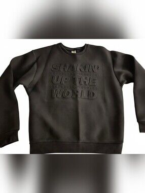 Zumba Wear Black On Black Embossed 'Shakin' Up The World' Sweatshirt Size Small